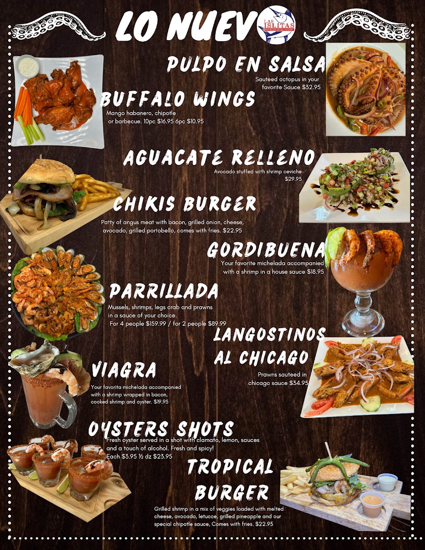 Colorful ceviche and seafood dishes on display.